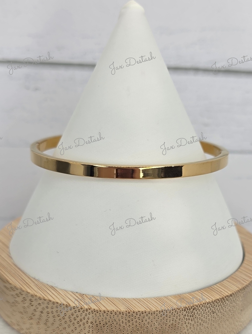 Stainless Steel Gold Tone Crystal-Accented Bangle Bracelet BR110 - Picture 2 of 4